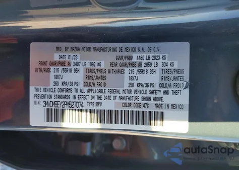 2023 Mazda Cx-30 Premium Plus z USA, uszkodzony, nr VIN 3MVDMBEY2PM527074